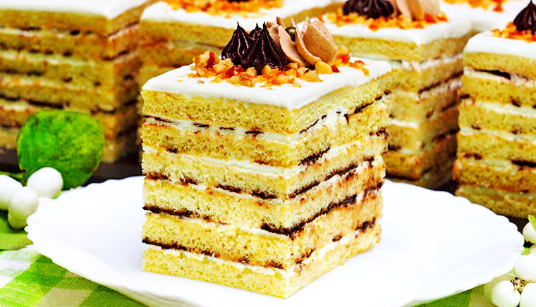 Медовый торт-пирожное со сливочно-сметанным кремом «Рыжик»