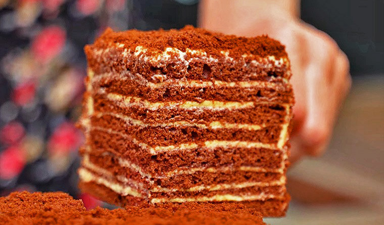 Шоколадно-медовый торт с заварным кремом «Спартак»
