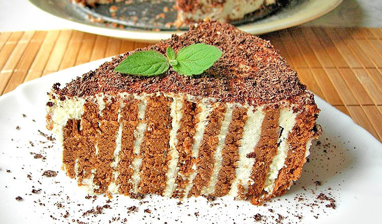 Творожный торт без выпечки со сметанным кремом