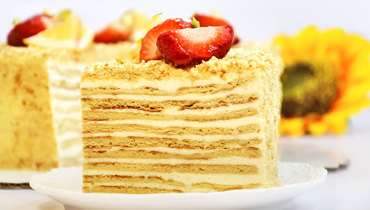 Вафельный торт с медом из готовых коржей