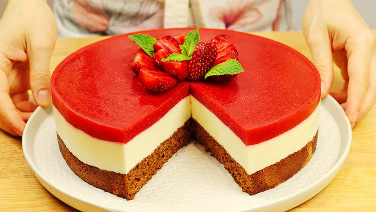 Торт клубника в желе любимому подарок на день рождения - пошаговый рецепт с фото